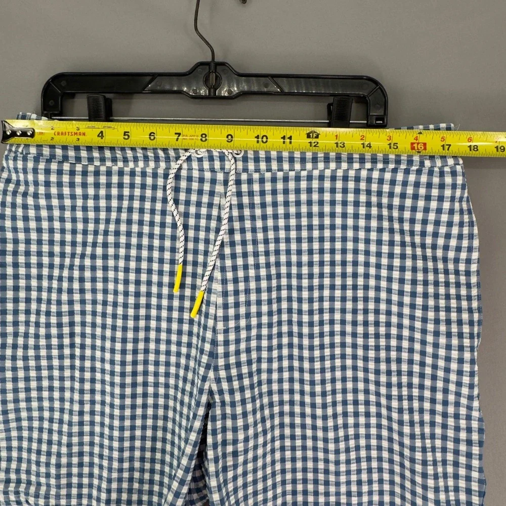 Bonobos Seersucker Surf Swim Trunks Mens L Large Blue Gingham Check 7